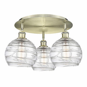 Athens Deco Swirl - 3 Light Flush Mount In Industrial Style-10.38 Inches Tall and 19.75 Inches Wide - 1330078