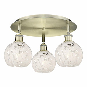 White Mouchette - 3 Light Flush Mount In Modern Style-9 Inches Tall and 17.75 Inches Wide