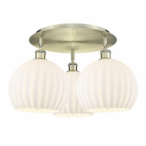 White Venetian - 3 Light Flush Mount In Modern Style-12.75 Inches Tall and 21.75 Inches Wide - 1330034