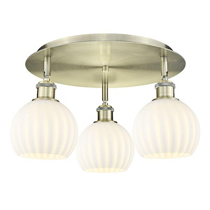 White Venetian - 3 Light Flush Mount In Modern Style-9 Inches Tall and 17.75 Inches Wide