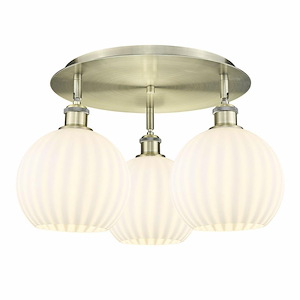 White Venetian - 3 Light Flush Mount In Modern Style-11 Inches Tall and 19.75 Inches Wide - 1330035
