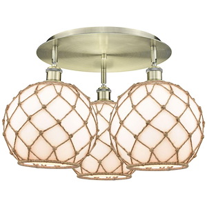 Farmhouse Rope - 3 Light Flush Mount-14 Inch Tall and 21.75 Inch Wide - 1387669