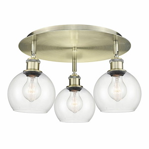 Athens - 3 Light Flush Mount In Industrial Style-8.63 Inches Tall and 17.75 Inches Wide
