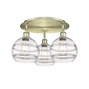 Rochester - 3 Light Flush Mount In Industrial Style-10.88 Inches Tall and 19.75 Inches Wide