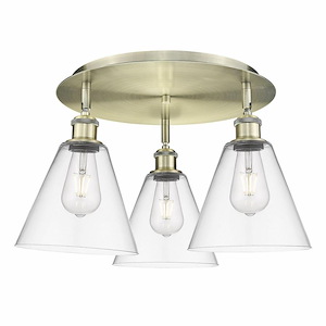 Berkshire - 3 Light Flush Mount In Industrial Style-10.5 Inches Tall and 19.75 Inches Wide