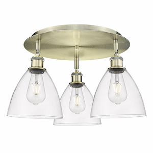 Bristol Glass - 3 Light Flush Mount In Industrial Style-10 Inches Tall and 19.25 Inches Wide - 1330110