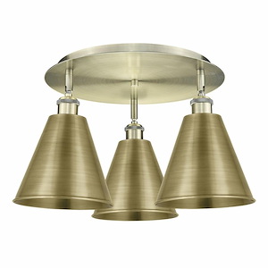 Ballston Cone - 3 Light Flush Mount In Industrial Style-10.5 Inches Tall and 19.75 Inches Wide - 1330080