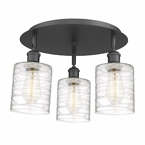 Cobbleskill - 3 Light Flush Mount In Art Deco Style-9.63 Inches Tall and 17.75 Inches Wide