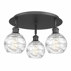 Athens Deco Swirl - 3 Light Flush Mount In Industrial Style-8.63 Inches Tall and 17.63 Inches Wide