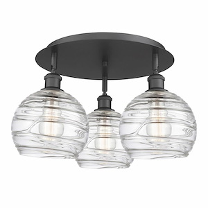 Athens Deco Swirl - 3 Light Flush Mount In Industrial Style-10.38 Inches Tall and 19.75 Inches Wide