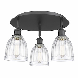 Brookfield - 3 Light Flush Mount In Art Deco Style-9.5 Inches Tall and 17.5 Inches Wide