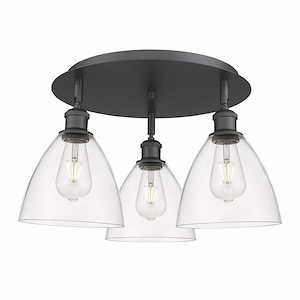 Bristol Glass - 3 Light Flush Mount In Industrial Style-10 Inches Tall and 19.25 Inches Wide