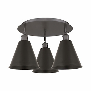 Ballston Cone - 3 Light Flush Mount In Industrial Style-10.5 Inches Tall and 19.75 Inches Wide