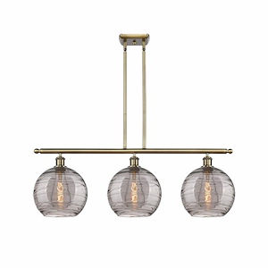 Athens Deco Swirl - 3 Light Stem Hung Island In Industrial Style-12.13 Inches Tall and 36.5 Inches Wide