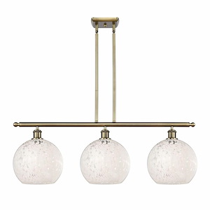 White Mouchette - 3 Light Stem Hung Island In Modern Style-12.25 Inches Tall and 36.5 Inches Wide