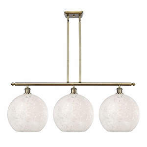 White Mouchette - 3 Light Stem Hung Island In Modern Style-14 Inches Tall and 38.5 Inches Wide