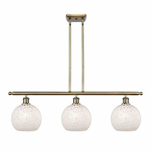 White Mouchette - 3 Light Stem Hung Island In Modern Style-10.5 Inches Tall and 36 Inches Wide