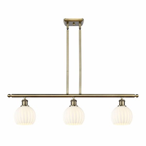 White Venetian - 3 Light Stem Hung Island In Modern Style-8.5 Inches Tall and 36 Inches Wide - 1330083