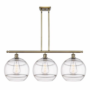 Rochester - 3 Light Stem Hung Island In Industrial Style-13.88 Inches Tall and 38.5 Inches Wide