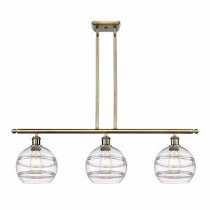 Rochester - 3 Light Stem Hung Island In Industrial Style-10.38 Inches Tall and 36 Inches Wide