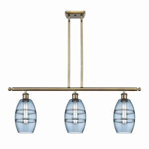 Vaz - 3 Light Stem Hung Island In Industrial Style-8.63 Inches Tall and 36 Inches Wide