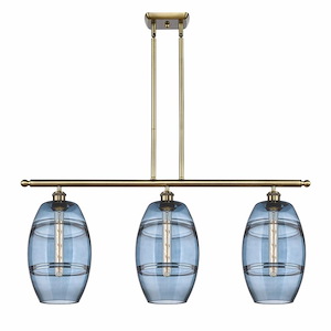 Vaz - 3 Light Stem Hung Island In Industrial Style-10.38 Inches Tall and 36 Inches Wide