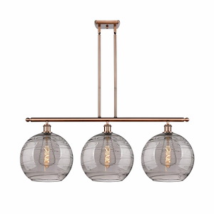 Athens Deco Swirl - 3 Light Stem Hung Island In Industrial Style-13.88 Inches Tall and 38.5 Inches Wide - 1330165