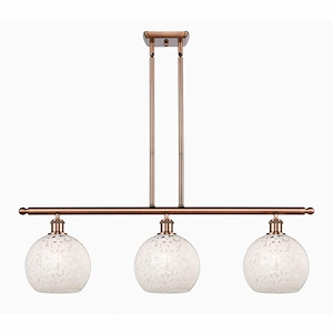 White Mouchette - 3 Light Stem Hung Island In Modern Style-10.5 Inches Tall and 36 Inches Wide - 1330112