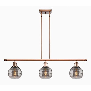 Rochester - 3 Light Stem Hung Island In Industrial Style-8.38 Inches Tall and 36 Inches Wide