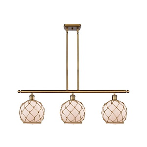 Farmhouse Rope - 100W 3 LED Stem Hung Island-10.5 Inch Tall and 36 Inch Wide - 1428392