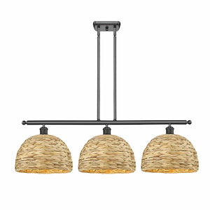 Woven Ratan - 3 Light Island In Farmhouse Style-12.5 Inches Tall and 38.5 Inches Wide