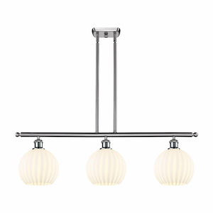 White Venetian - 3 Light Stem Hung Island In Modern Style-11 Inches Tall and 36 Inches Wide