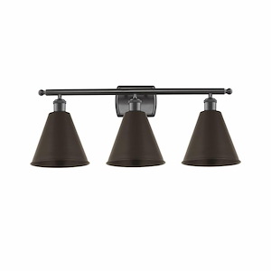 Ballston Cone - 3 Light Bath Vanity In Industrial Style-11.25 Inches Tall and 28 Inches Wide
