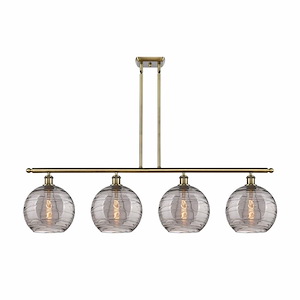 Athens Deco Swirl - 4 Light Stem Hung Island In Industrial Style-12.13 Inches Tall and 48.25 Inches Wide - 1330134