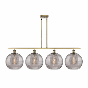 Athens Deco Swirl - 4 Light Stem Hung Island In Industrial Style-13.88 Inches Tall and 50.25 Inches Wide