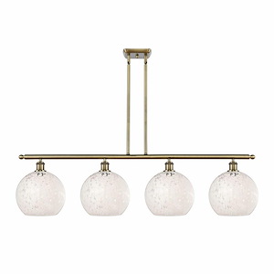 White Mouchette - 4 Light Stem Hung Island In Modern Style-12.25 Inches Tall and 48.25 Inches Wide
