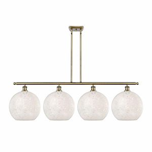 White Mouchette - 4 Light Stem Hung Island In Modern Style-14 Inches Tall and 50.25 Inches Wide - 1330120