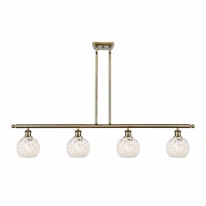 White Mouchette - 4 Light Stem Hung Island In Modern Style-8.5 Inches Tall and 48 Inches Wide - 1330168