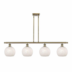 White Mouchette - 4 Light Stem Hung Island In Modern Style-10.5 Inches Tall and 48 Inches Wide - 1330146