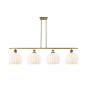 White Venetian - 4 Light Stem Hung Island In Modern Style-12.25 Inches Tall and 48.25 Inches Wide