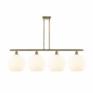White Venetian - 4 Light Stem Hung Island In Modern Style-14 Inches Tall and 50.25 Inches Wide