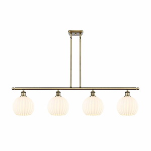 White Venetian - 4 Light Stem Hung Island In Modern Style-11 Inches Tall and 48 Inches Wide - 1330136