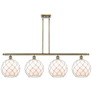 Farmhouse Rope - 4 Light Stem Hung Island-12.5 Inch Tall and 48.25 Inch Wide - 1387736