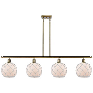 Farmhouse Rope - 4 Light Stem Hung Island-10.5 Inch Tall and 48 Inch Wide - 1387737