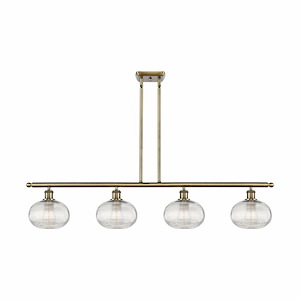 Ithaca - 4 Light Stem Hung Island In Industrial Style-8.75 Inches Tall and 48 Inches Wide