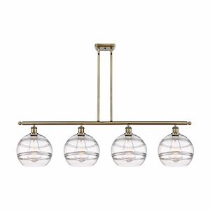 Rochester - 4 Light Stem Hung Island In Industrial Style-12.13 Inches Tall and 48.25 Inches Wide - 1330156