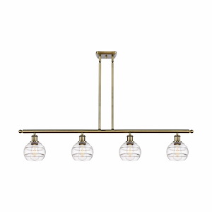 Rochester - 4 Light Stem Hung Island In Industrial Style-8.38 Inches Tall and 48 Inches Wide