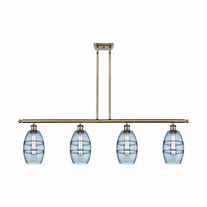Vaz - 4 Light Stem Hung Island In Industrial Style-8.63 Inches Tall and 48 Inches Wide