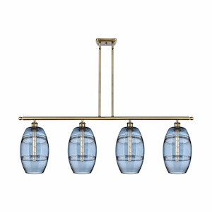 Vaz - 4 Light Stem Hung Island In Industrial Style-10.38 Inches Tall and 48 Inches Wide