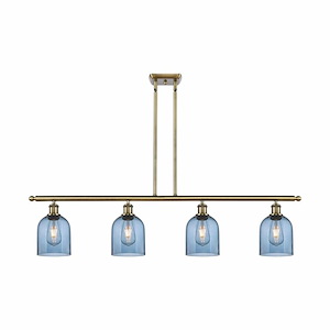 Bella - 4 Light Stem Hung Island In Industrial Style-10 Inches Tall and 48 Inches Wide